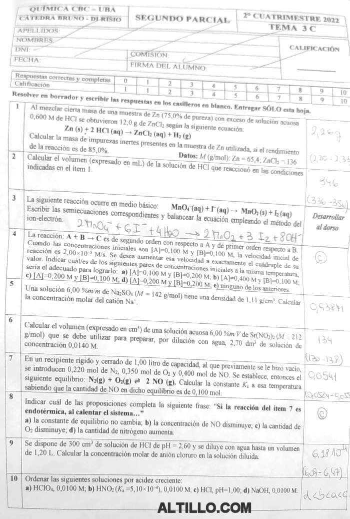 2º Parcial E Química Di Risio 2022 CBC UBA